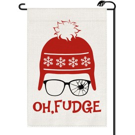 Christmas Hat Oh Fudge Garden Flag Garden Flag 12x18 Inch Vertical Double Sided Small Winter Xmas Flags Farmhouse Outside Decoration For Yard SD33
