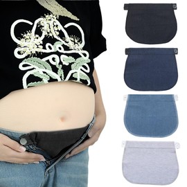 KEWUF Set of 4 trouser waistband extenders, hosenbunderweiterung, hosenerweiterung schwangerschaft, trouser extension with button extension, ideal for weight fluctuations and early pregnancy
