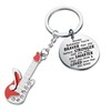 BNQL Silver Music Guitar Keychain - Stainless Steel, Unisex, Modern,