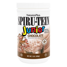 NaturesPlus SPIRU-TEIN Junior, Chocolate - 1 lb - Plant-Based Protein Powder Shake for Kids - Gluten Free & Vegetarian - 15 Servings