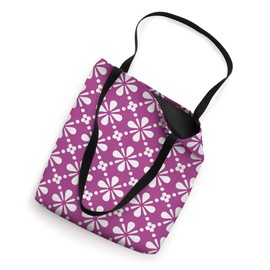 Retro 70s White Purple Hibiscus Flower Tote Bag