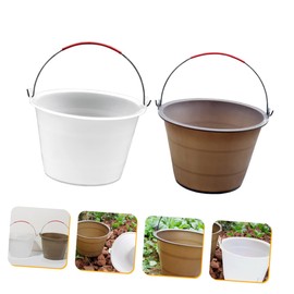 Operitacx 2 Stück Zementeimer Schwarzer Eimer Runder Eimer Beton Einmachgläser Zementfass Aus Kunststoff Tragbarer Eimer Gipser Eimer Kleiner Eimer Mit Henkel Plastik Weiß