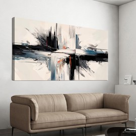 Abstract Large Wall Art Decorations Modern Wall Art Pictures for Living Room Abstract Canvas Art Wall Decor Oversized Black and White Wall Art Prints Artwork for Walls Bedroom Office Decor 29" X 58"