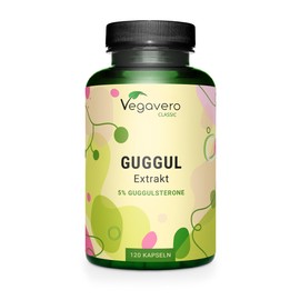 Vegavero Guggul Capsules Ayurveda High Dose (120 Vegan Capsules) - 500 mg Extract (15:1) with 5% Guggulsterones - Commiphora Mukul Resin from India - 4 Months Supply - Laboratory Tested
