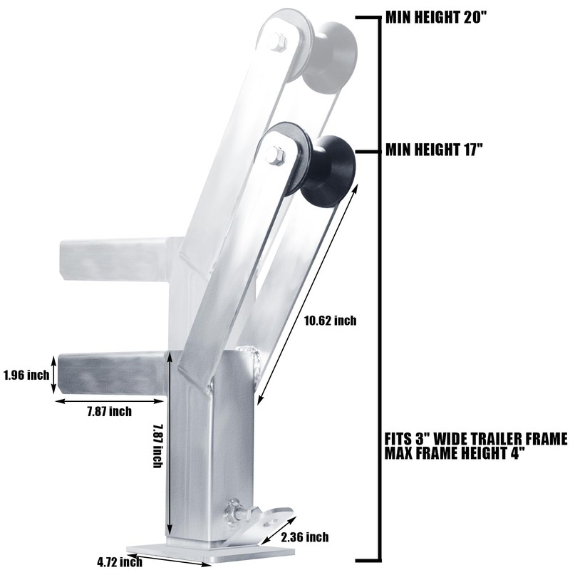 YVTCRTCW Adjustable Galvanized Trailer Winch Stand with Roller & U-Bolts