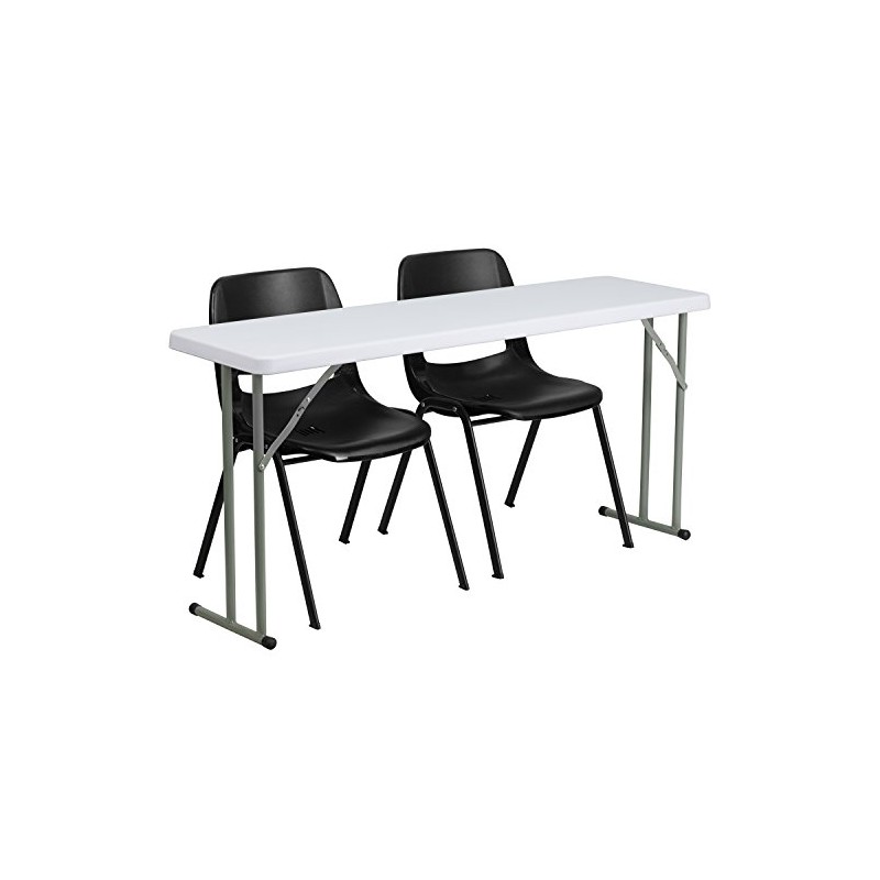 Flash Furniture Kathryn 5-Foot Plastic Folding Training Table Set with