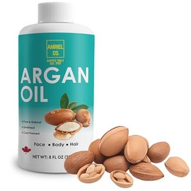 Argan Oil (8oz| 230ml) Non-GMO, 100% Pure Single Ingredient | Cold Pressed & Hexane Free DIY Carrier Oil | Moisturizing Oil for Face, Body & Hair| Plant-Based Versatile Skincare Base for Lotion, Balms, Serums and More | By Amriel Co