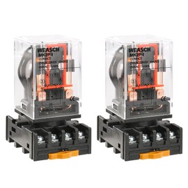 Weasch Power Relay MK2P-I, DC 12V Coil, DPDT, 8 Pin, with Plug-in Terminal Socket Base PYF83A (2)