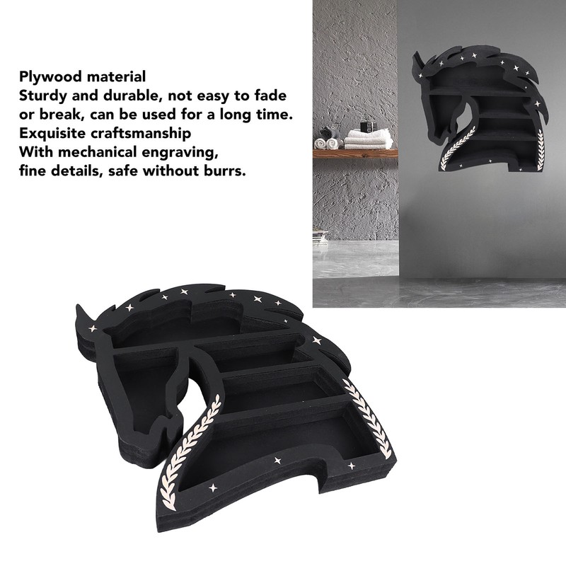 Horse Shape Wooden Crystal Display Shelf Decorative Wooden Crystal Wall