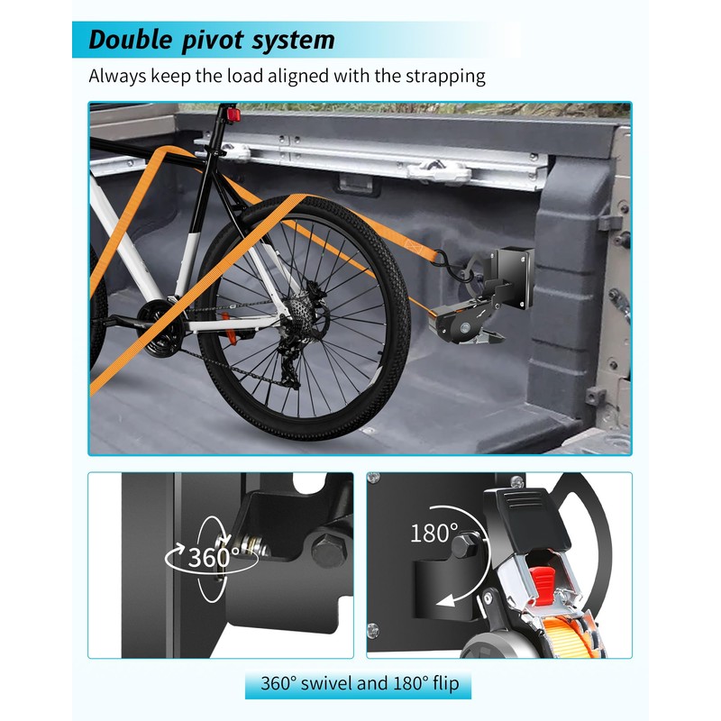 Dual-Pivot Retractable Truck Bed Ratchet Straps for Nissan Frontier, Multi-Angle