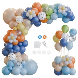 LumaZoa 170pcs Blue Birthday Balloons Arch Garland Kit, Birthday Party Decorations, Blue Orange Yellow White Green Dog Puppy Theme for Boys Girls Baby Shower Supplies