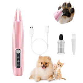 Upgrade Paw Trimmer for Cat and Dog,Cat and Dog Grooming Kit with LED Light,Small Dog Clippers,Low Noise Cordless Cat Shaver,for Face,Eyes, Ears(Pink)