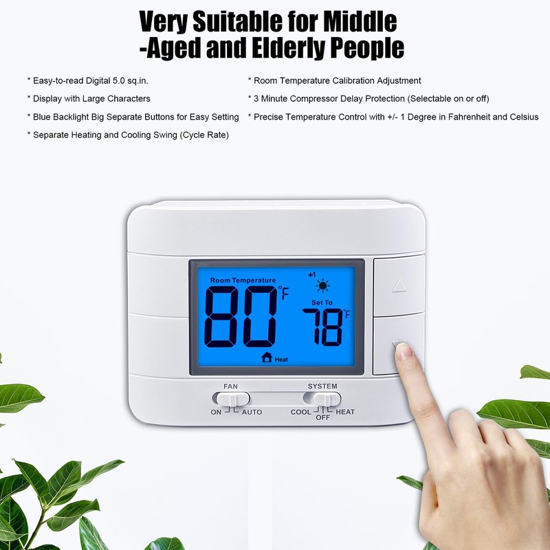 Non Programmable Thermostat for Home - Multi Stage 2H/2C, with