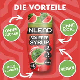 INLEAD - Squeeze Syrup | Calorie Free Taste Kick for Water with Intense Fruit Variety | No Sugar & No Calories | for up to 8 Litres - 4 x 65 ml (Watermelon)