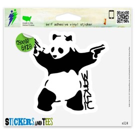 Banksy Panda with Pistols Guns Vinyl Car Bumper Window Sticker 2" x 2"