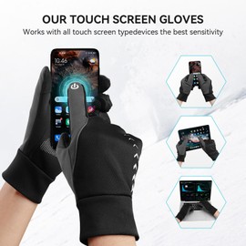 Cierto Winter Gloves for Men & Women | Cold Weather Water Resistant Thermal Full Finger Gloves | Warm Gloves for Running Cycling Motorcycle Bike Riding