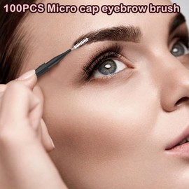 100 Pieces Micro Eyebrow Brushes with Cap Eyebrow Spoolie Brush, Micro Eyebrow Laminating Brush, 2 Sizes, Multifunctional, Micro Coil Eyelash Brush