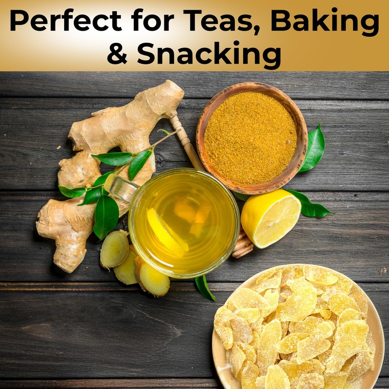 Organic Crystallized Ginger Slices Kosher Non GMO Sweet and Spicy