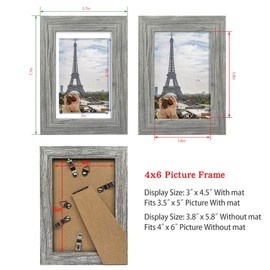 Hongkee 4x6 Picture Frame Set of 2,Grey Photo Frame of Rustic Style,Multi 4 by 6 Photo Frame for Wall or Tabletop Display(HK042515-MD4X6-LW(2PK))