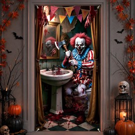 Halloween Garage Door Decoration, 70.9 x 35.4 Inch Bloody Clown Cover