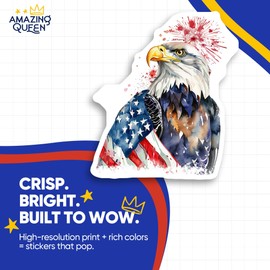 Eagle Magnets - American Flag - Patriotic Decor - 2 Pack - - 5" Wide Design - Sticks to Fridges, Lockers, Toolboxes & More - Made in USA - AQM2960