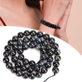 Cuentas de Piedra de Ojo de Tigre, 48 Piezas cuentas redondas azules negras Cuenta de ojo de tigre Pulsera de joyería de bricolaje Fabricación de accesorios para sus amigos