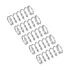sourcing map Compression Spring, 5Pcs 304 Stainless Steel, 6mm OD, 0.6mm Wire Size, 15mm Free Length, Silver Tone