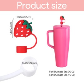 Qiuruoo 8 PCS Straw Cover for Brumate Era 30 oz/40 oz Tumbler, Reusable Straw Covers Compatible with Brumate Accessories, 12mm, Anti-Pollution and Dust Control, Easy-to-Carry Cup Accessories