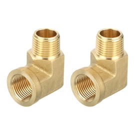 sourcing map Brass Pipe Fitting 90 Degree Street Elbow Brass 3/8" NPT Pipe Connector for Gas, Air, Oil, Propane, 2pcs