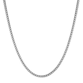 HZMAN 5mm Cuban Chain for Men Stainless Steel Men's Silver Chain Diamond Cut Hip Hop Link Chains Necklace 16-30 Inch (16in)