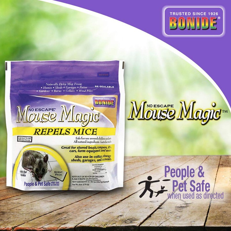 Bonide Mouse Magic Mouse Repellent Scent Packs, 4 Ready-to-Use Packs
