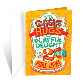 Prime Greetings 2nd Birthday Card, Made in America, Eco-Friendly, Thick Card Stock with Premium Envelope 5in x 7.75in, Packaged in Protective Mailer