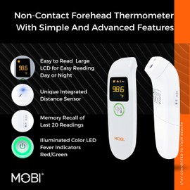 Termómetro de frente sin contacto con sensor de distancia integrado, recordatorio de medicación inteligente para oídos y frente, doble control de cuerpo, memoria