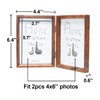 TOFOREVO 4x6 Double Picture Frame Rustic Brown Wooden Hinged Beveled