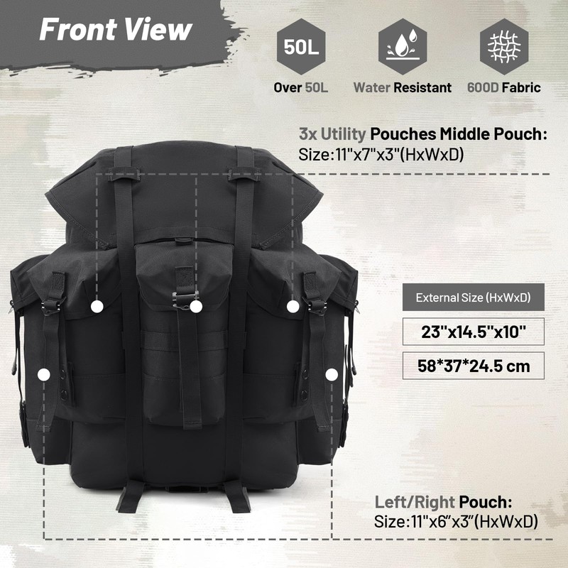AUMENTAR 50L Military Alice Pack Army Survival Combat ALICE Rucksack