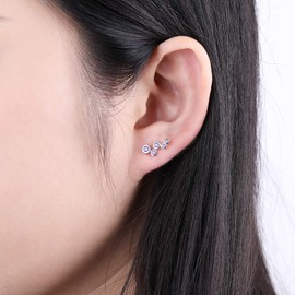 AoedeJ Bubble 925 Sterling Silver Earrings, Cubic Zirconia Ear Climber Earrings, Hanging Earrings for Women Girls Children Clip Earrings Jewellery, Silver Sterling Silver, Cubic Zirconia