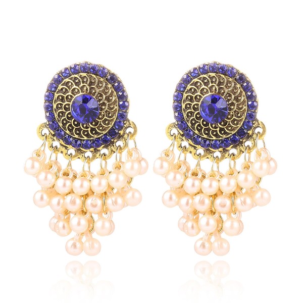 Indian Jhumkas Earrings Dangle for Women Gold Traditional Pearl Jewelry