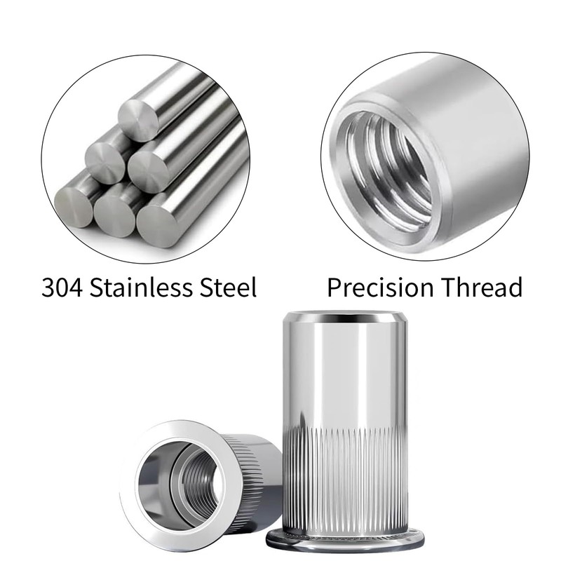 Wjelet Set of 100 Rivet Nuts M8 Stainless Steel Set