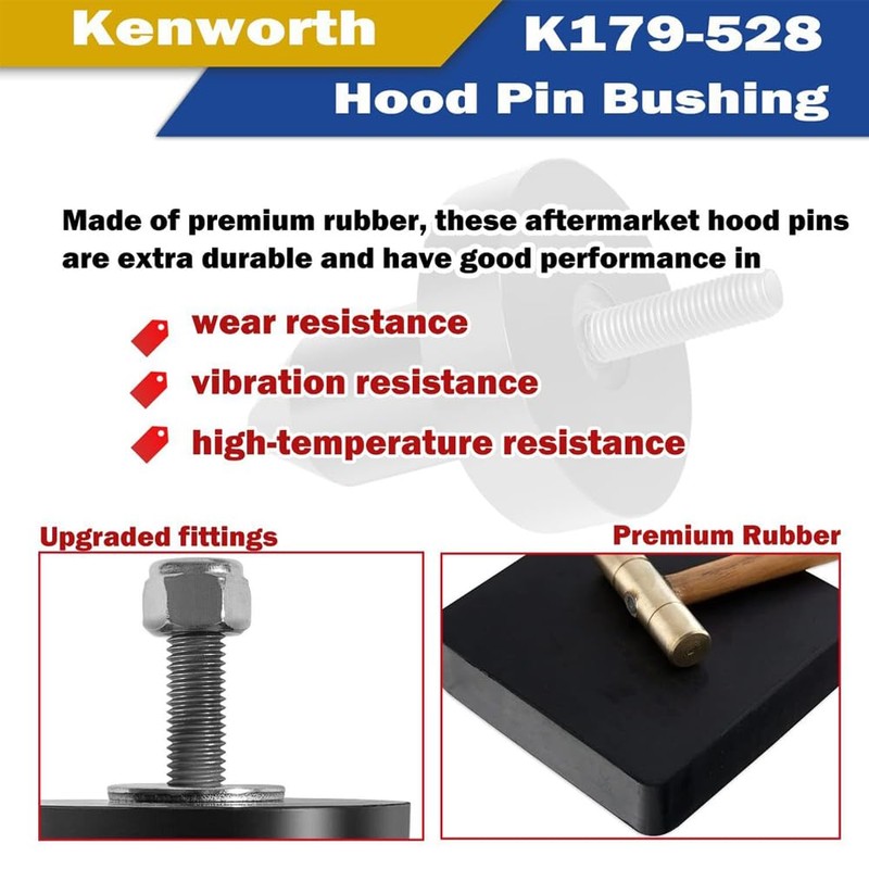 924-5410 Hood Pin Poly Kit fit for 2003-2010 Kenworth T2000