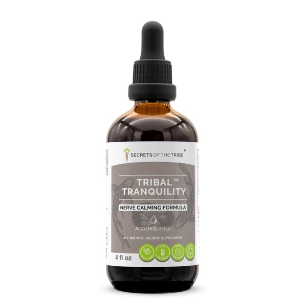 Secrets of the Tribe - Tribal Tranquility, Nerve Calming Formula, Herbal Supplement Blend Drops Alcohol-Free Liquid Extract (4 fl oz)