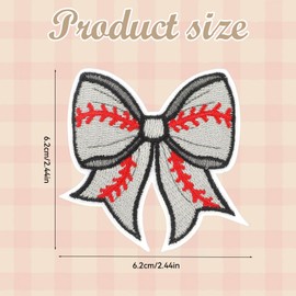 6 Pcs Baseball Iron On Patches Bow Patches Game Day Sports Style Sew On Cute Embroidery Appliques Accessories for Clothes, Backpacks, Hats, Jeans, T-Shirts, Vest