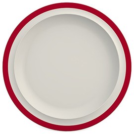 Ornamin plate flat, Ø 22 cm rim red, melamine | small and stable high-quality plate made of plastic | sturdy everyday tableware for children, camping, picnics, communal catering, canteen kitchens, institutions | dining plate, breakfast plate