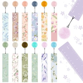 Outus 12 Pcs Kids Bookmarks, Bulk Bookmarks for Girls with Pendant, Kids Classroom Gifts for Girls, Women, Teens, with Rulers, Graduation Party Favors Classroom Reading Presents(Floral)