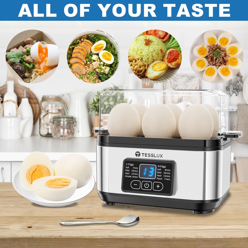 Electric Rapid Egg Cooker, 6 Egg Capacity for Hard Boiled