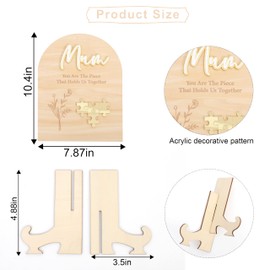 Mothers Day Puzzel Piece Wood Board Plaque- Mum Wood Sign Craft, Mothers Day Keepsake Milestone, You are The Pieces That Holds Us Together Mothers Day Craft, Heart Acrylic Wood Sign with Stands