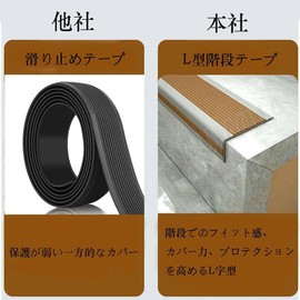 FUWUA L-Shaped Anti-Slip Tape for Stair Slip Prevention Fall Prevention Indoor, Outdoor, Stairs, Thickness 0.1 inches (3 mm), Width 2.0 inches (5 cm) x Width 1.0 inches (2.5 cm), Length 3.3 ft (1 m) x