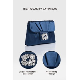 Coucoland Clutch Purses for Women - Satin Evening Bag Pleated Crossbody Bags Rhinestone Embellished Handbag for Wedding Party