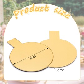 Teenyyou 200 Pcs 2 Inch Round Cake Board with Tab Mini Pastry Reversible Waxed Cake Board for Dessert Display Trays Pastry Plates(Gold)