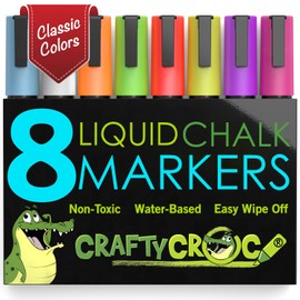 Liquid Chalk Markers for Blackboards - Use as Glass Window Markers, Mirror Pens, Blackboard or Chalkboard Markers - 8 Bold Neon Colors - Wet or Dry Erase Chalk Pens for Easy Clean Up