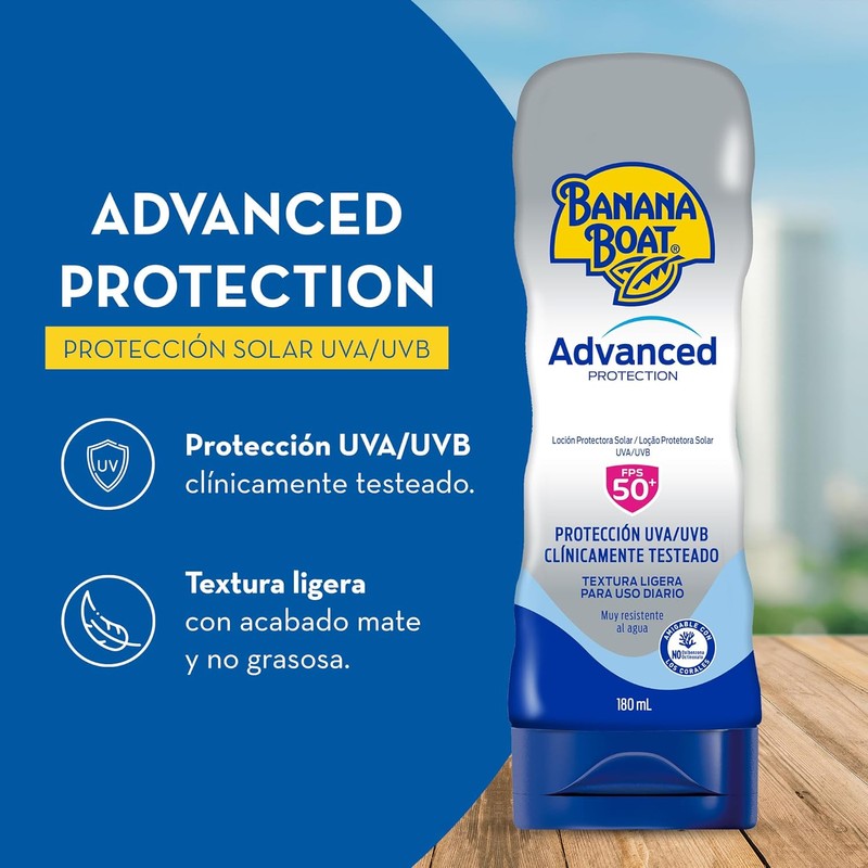 Banana Boat Advanced Protection Protector Solar 50 FPS Loción de